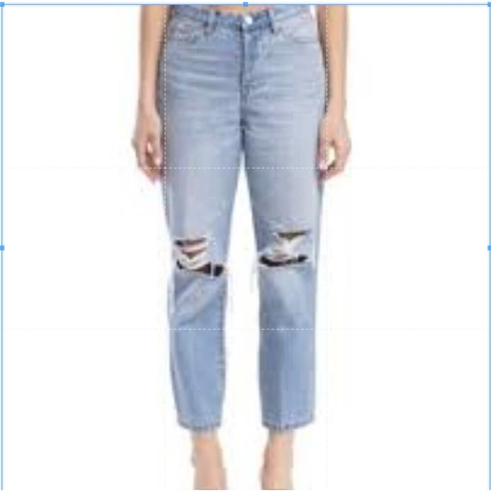 Blank NYC Womens 31 The Baxter Ribcage Straight Leg Distressed Button Jeans NEW
